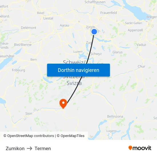 Zumikon to Termen map
