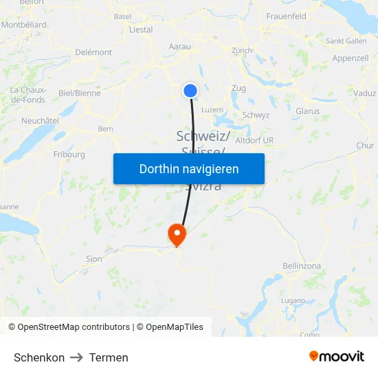 Schenkon to Termen map