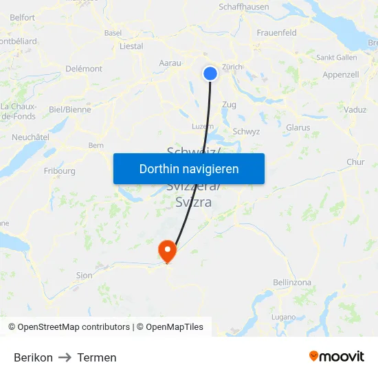 Berikon to Termen map