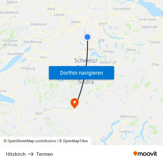 Hitzkirch to Termen map