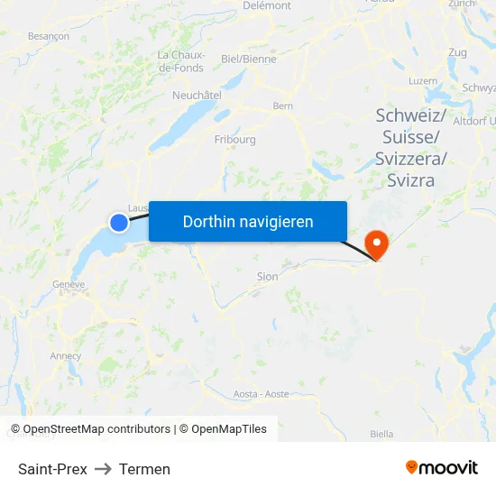 Saint-Prex to Termen map