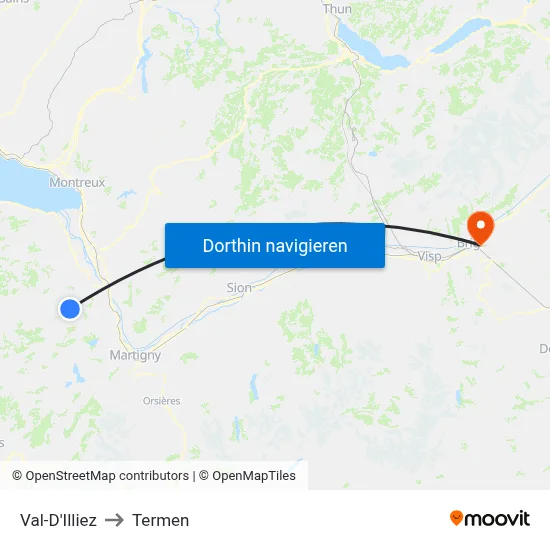 Val-D'Illiez to Termen map