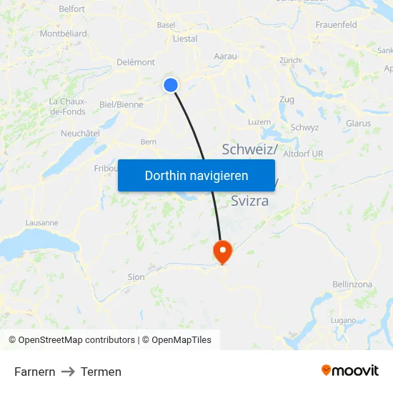 Farnern to Termen map