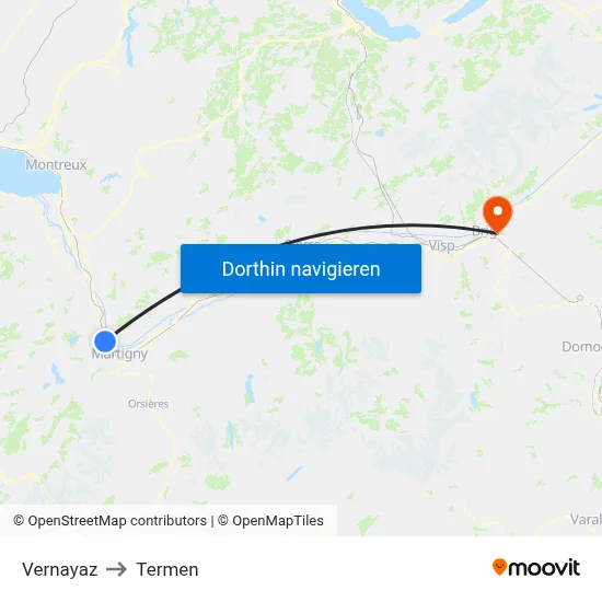 Vernayaz to Termen map