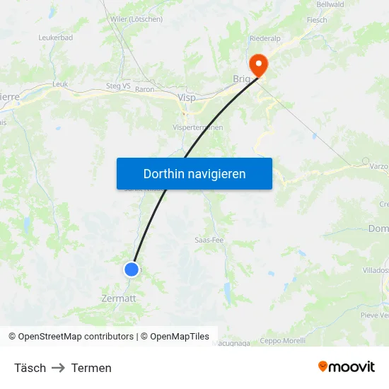 Täsch to Termen map