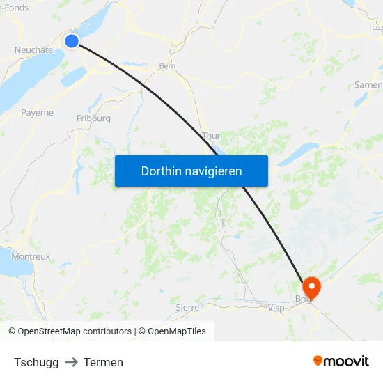 Tschugg to Termen map