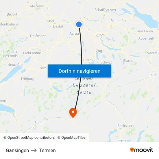 Gansingen to Termen map
