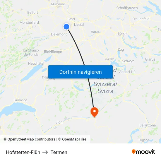 Hofstetten-Flüh to Termen map