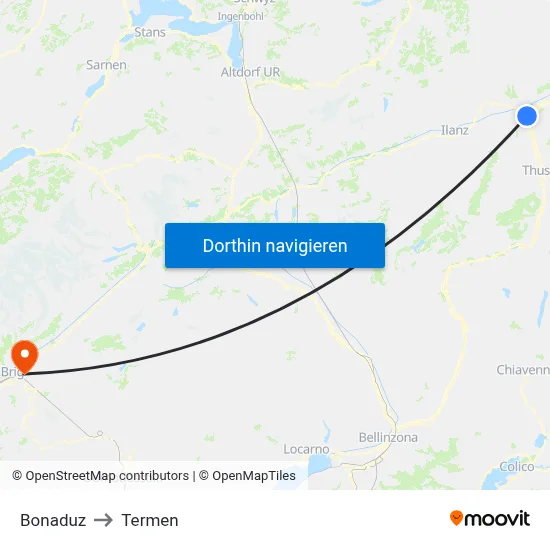 Bonaduz to Termen map