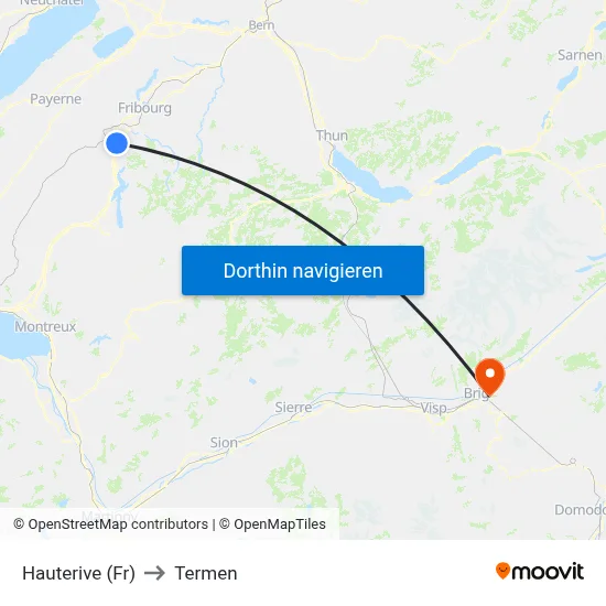 Hauterive (Fr) to Termen map