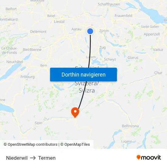 Niederwil to Termen map