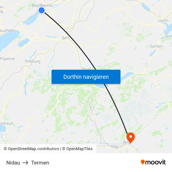 Nidau to Termen map