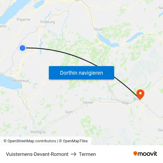 Vuisternens-Devant-Romont to Termen map