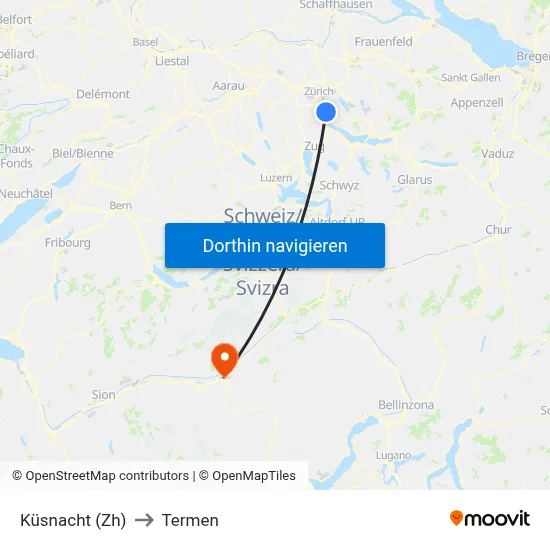 Küsnacht (Zh) to Termen map