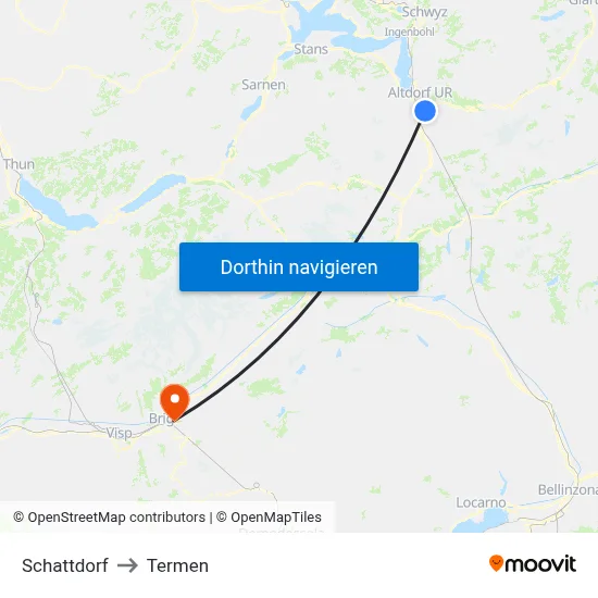 Schattdorf to Termen map