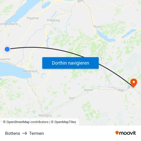 Bottens to Termen map