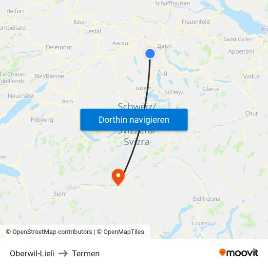 Oberwil-Lieli to Termen map
