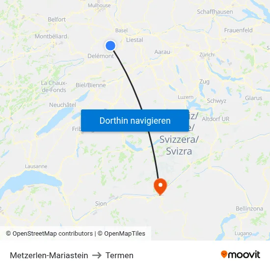 Metzerlen-Mariastein to Termen map
