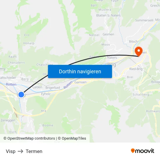 Visp to Termen map