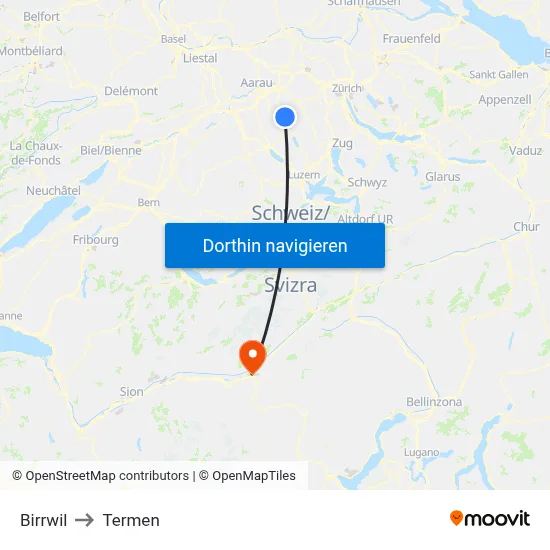 Birrwil to Termen map