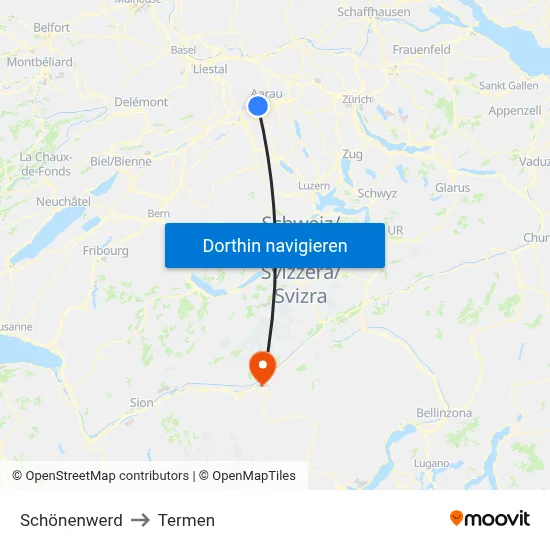 Schönenwerd to Termen map