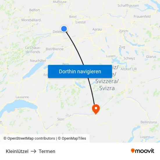 Kleinlützel to Termen map