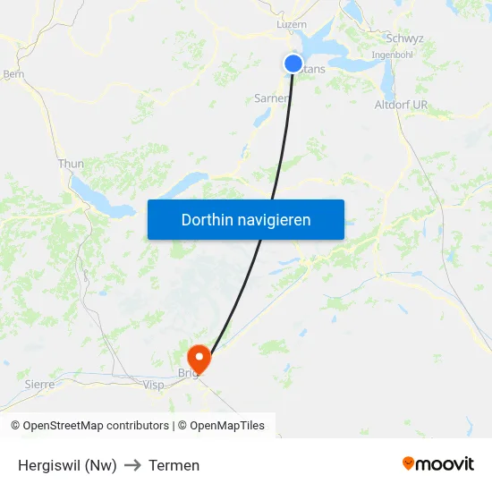 Hergiswil (Nw) to Termen map