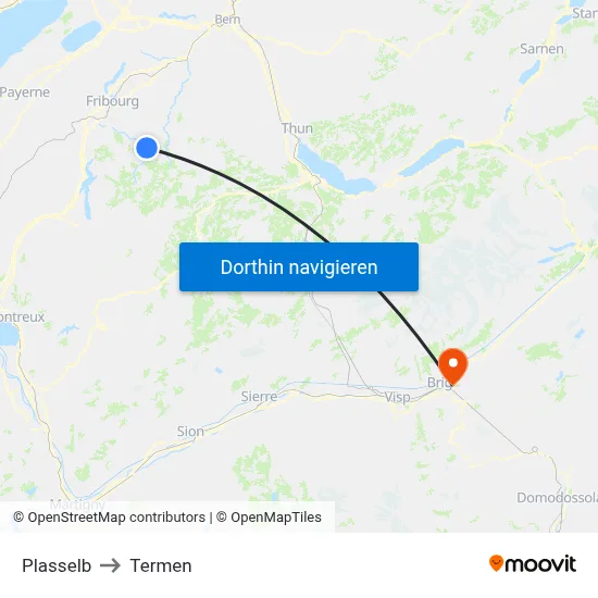 Plasselb to Termen map