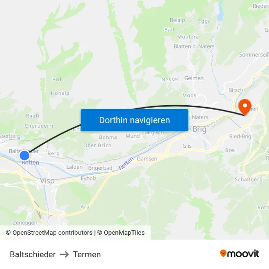 Baltschieder to Termen map