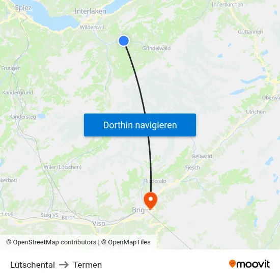 Lütschental to Termen map