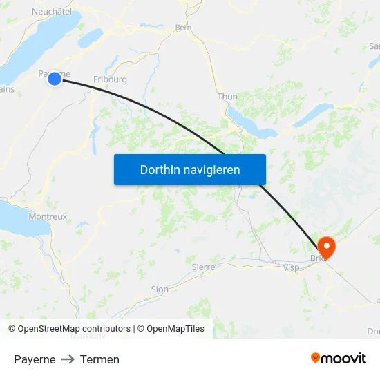 Payerne to Termen map