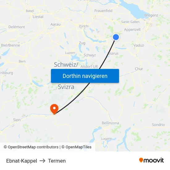Ebnat-Kappel to Termen map