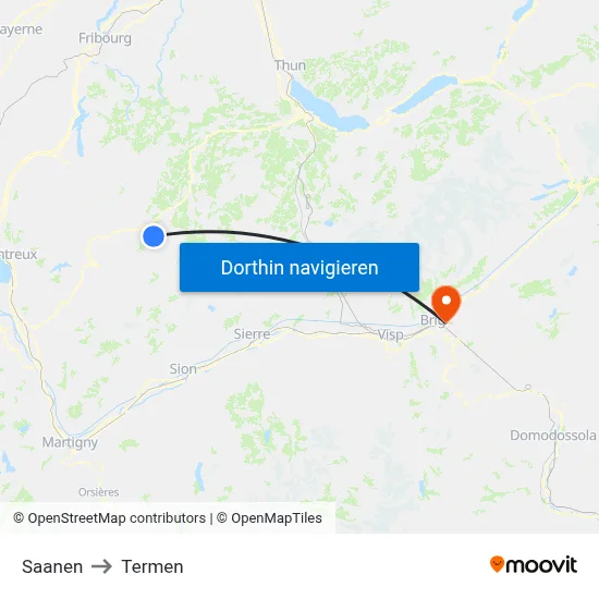 Saanen to Termen map