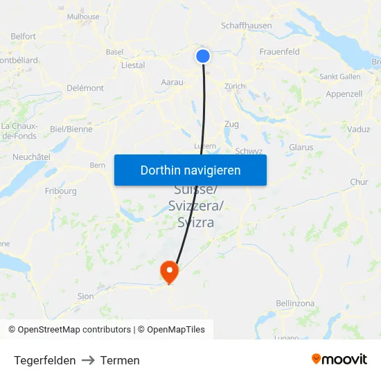Tegerfelden to Termen map