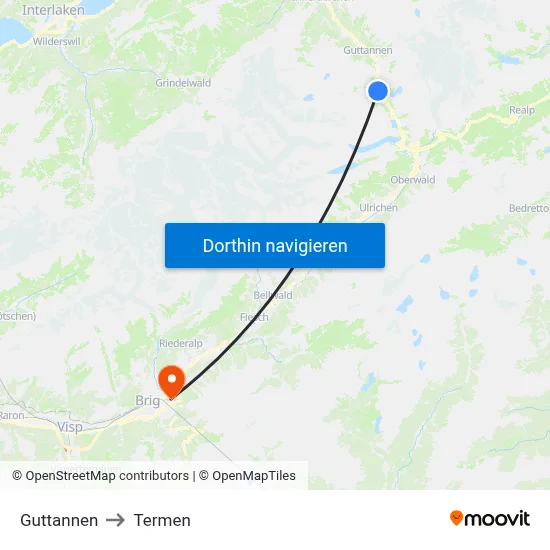 Guttannen to Termen map