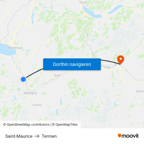 Saint-Maurice to Termen map