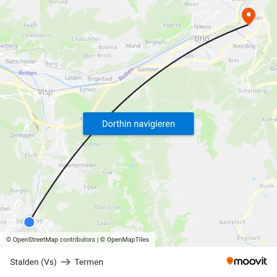 Stalden (Vs) to Termen map
