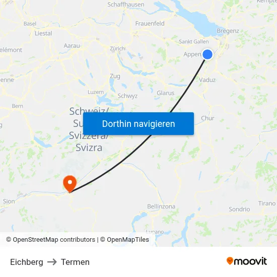Eichberg to Termen map