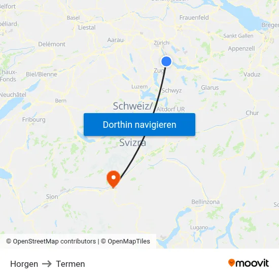 Horgen to Termen map