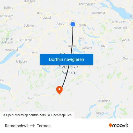 Remetschwil to Termen map