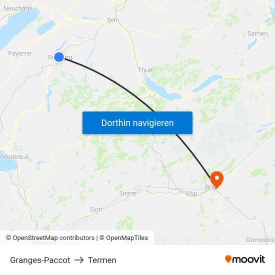 Granges-Paccot to Termen map