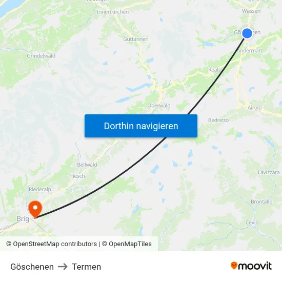 Göschenen to Termen map