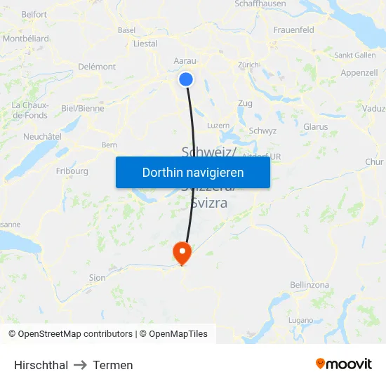 Hirschthal to Termen map