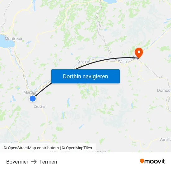 Bovernier to Termen map