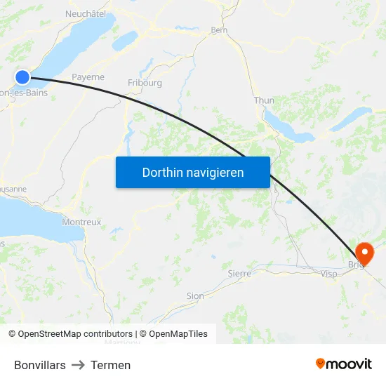 Bonvillars to Termen map