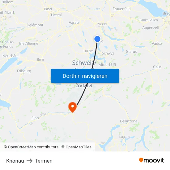 Knonau to Termen map