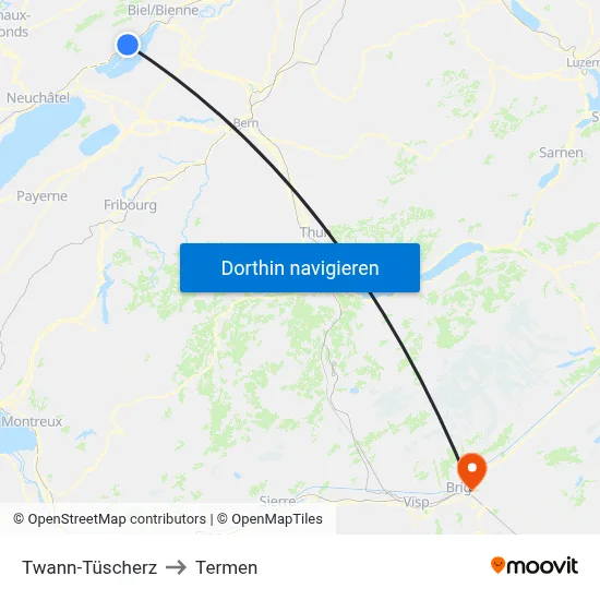 Twann-Tüscherz to Termen map