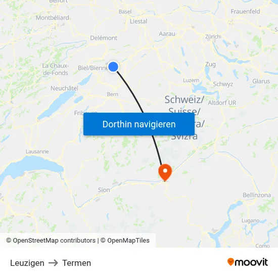 Leuzigen to Termen map