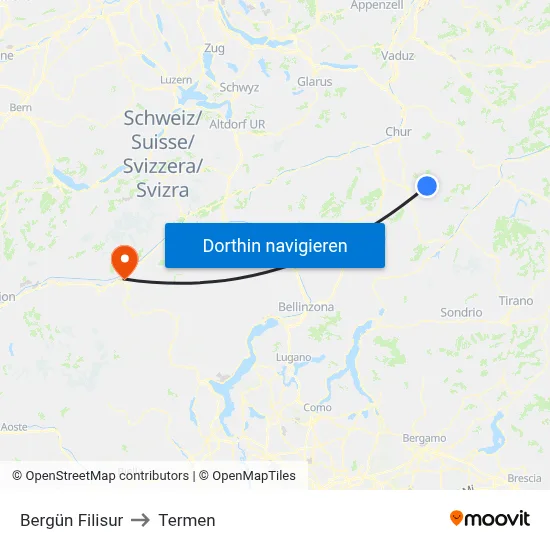 Bergün Filisur to Termen map
