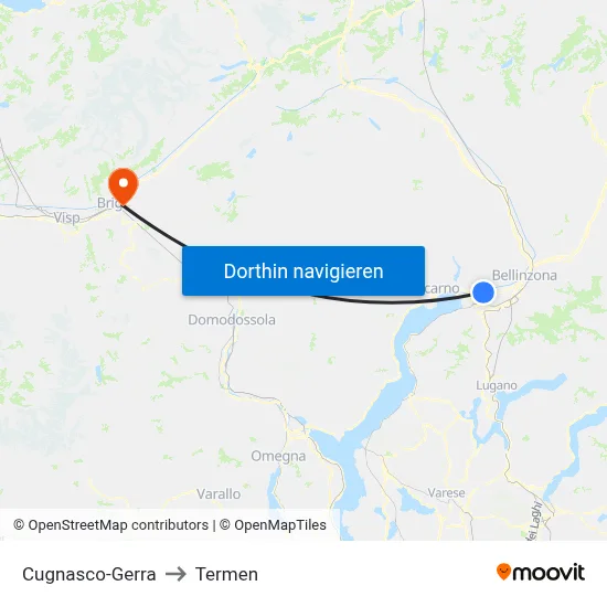 Cugnasco-Gerra to Termen map